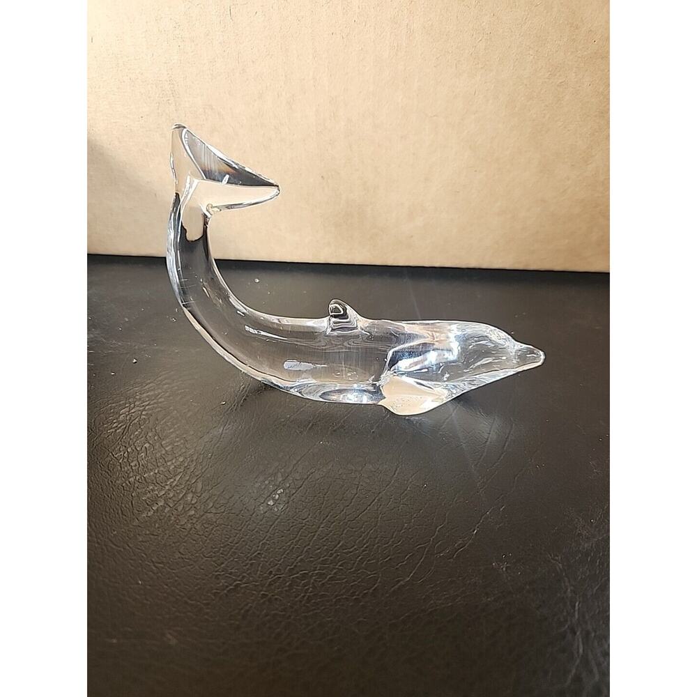 Baccarat France Crystal Dolphin Figurine Tail Up Swimming Porpoise
